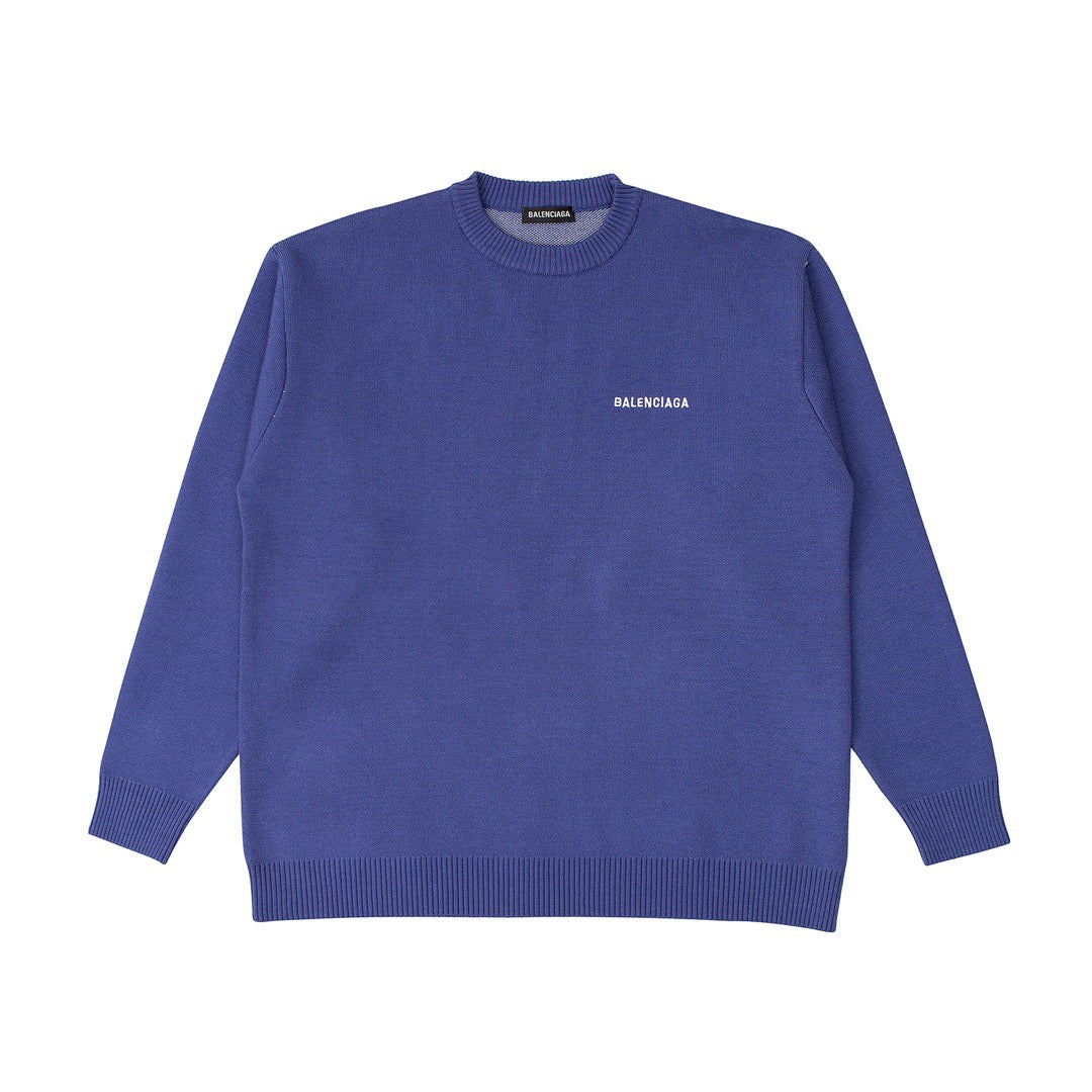 Balenciaga Campaign Logo Oversized Blue Sweater