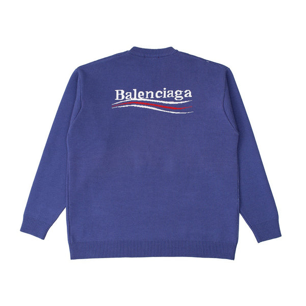 Balenciaga Campaign Logo Oversized Blue Sweater