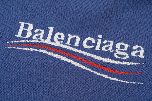 Balenciaga Campaign Logo Oversized Blue Sweater