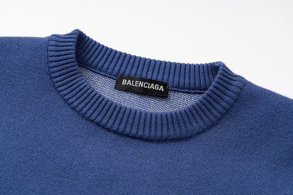 Balenciaga Campaign Logo Oversized Blue Sweater