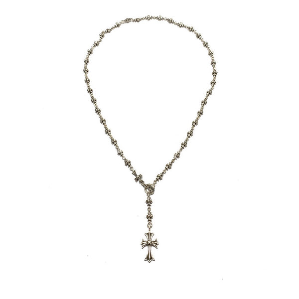 TINY CROSS LINK AND CHARM NECKLACE