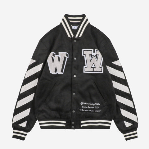 Off-White Diagonal Black Varsity Jacket
